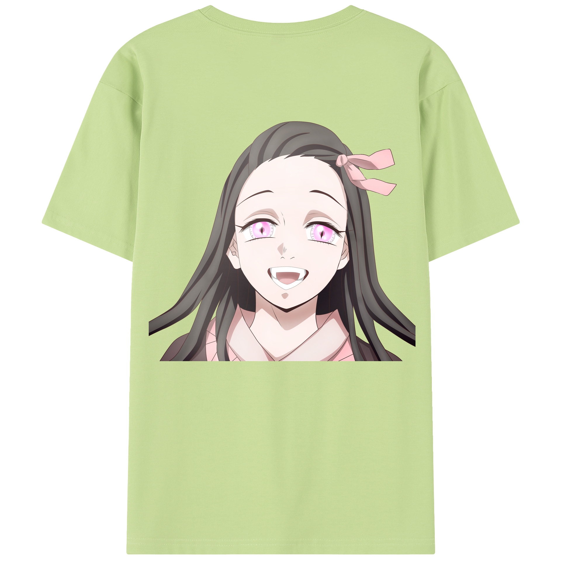 （画像用） 鬼滅の刃（きめつのやいば）竈門 禰󠄀豆子／かまど ねずこ Kamado Nezuko 綿100％半袖Tシャツ（背面プリント）